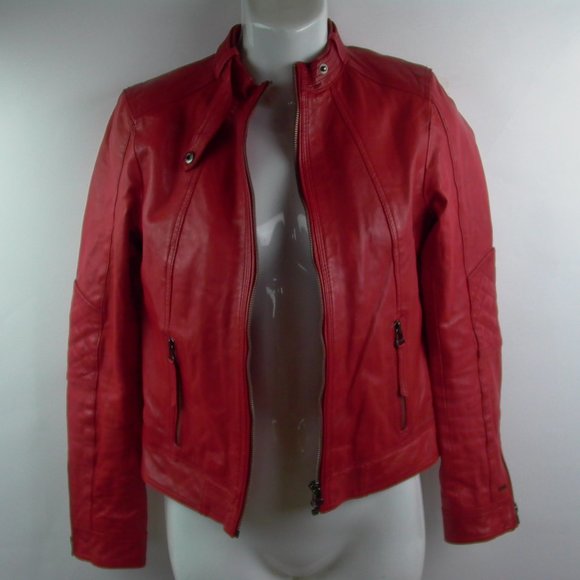 tommy hilfiger red leather jacket